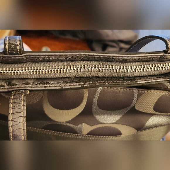 Coach Signature Stripe Metallic Logo Handbag Tote G1276 F20429 - Picture 13 of 16